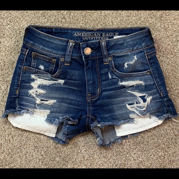 American Eagle Outfitters Pants - AMERICAN EAGLE Distressed SHORTIE Jean SHORTS  00
